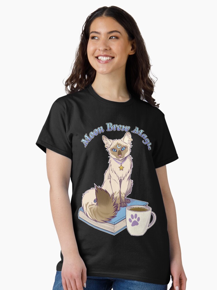 Thumbnail 2 of 7, Classic T-Shirt, Moon Brew Magic Cute Kitty with Coffee designed and sold by cybercat.