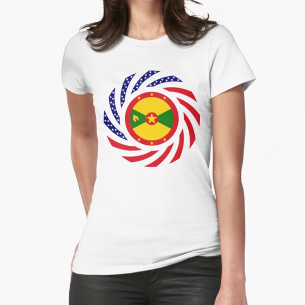 Grenadian American Multinational Patriot Flag Series Fitted T-Shirt
