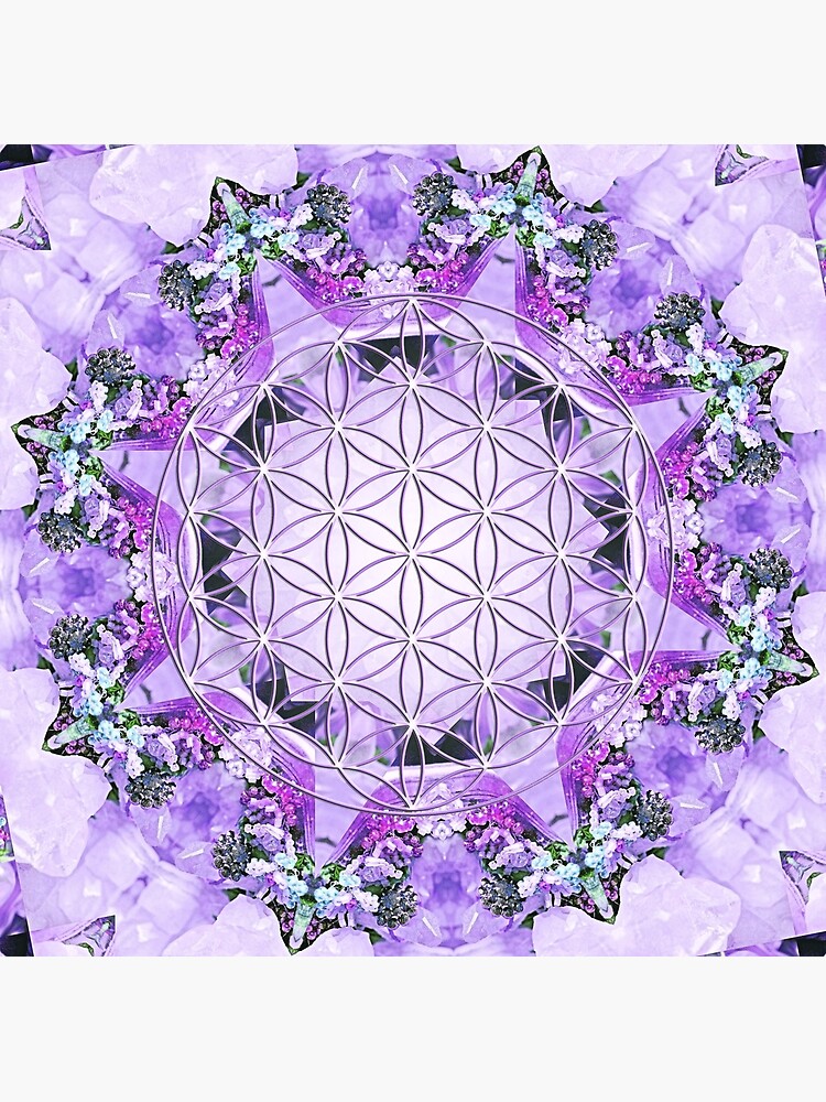 Autocollant Fleur de Vie Violette, Mandala Fleur de Vie