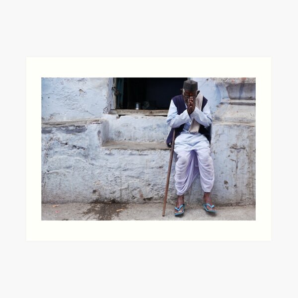 namaste in blue Art Print
