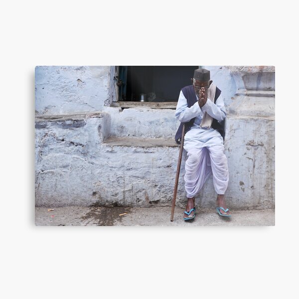 namaste in blue Metal Print