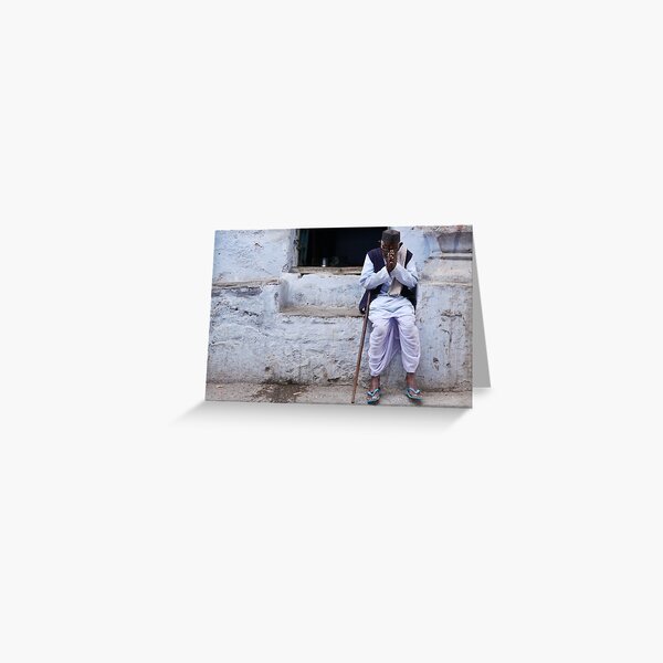 namaste in blue Greeting Card