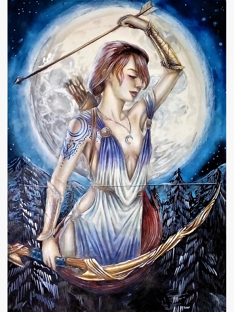 Artemis Gottin Des Mondes Grusskarte Von Tobystevens Redbubble