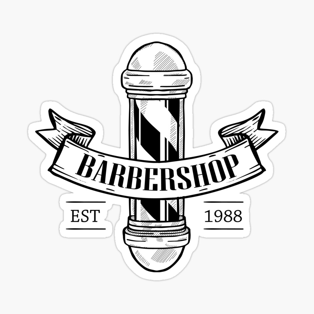 barbershop logo with pole and a ribbon tapestry by netkoff redbubble redbubble