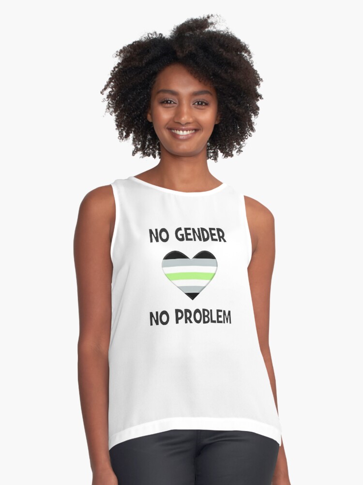 Agender Genderless No Gender No Problem Funny Meme Gift Lgbt Lgbtq Gay Non Binary Non Binary Agender Flag No Gender Sleeveless Top By Insanius Redbubble