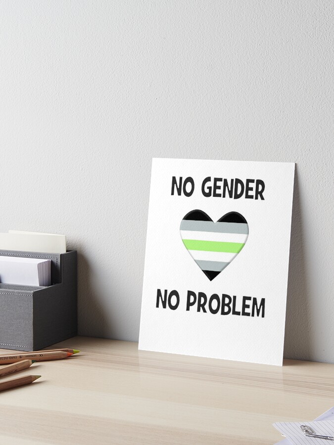 Agender Genderless No Gender No Problem Funny Meme Gift Lgbt Lgbtq Gay Non Binary Non Binary Agender Flag No Gender Art Board Print By Insanius Redbubble