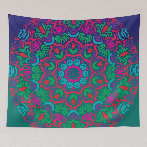 Item preview, Neon Blue Floral Mandala designed and sold by Mia Harper Design.