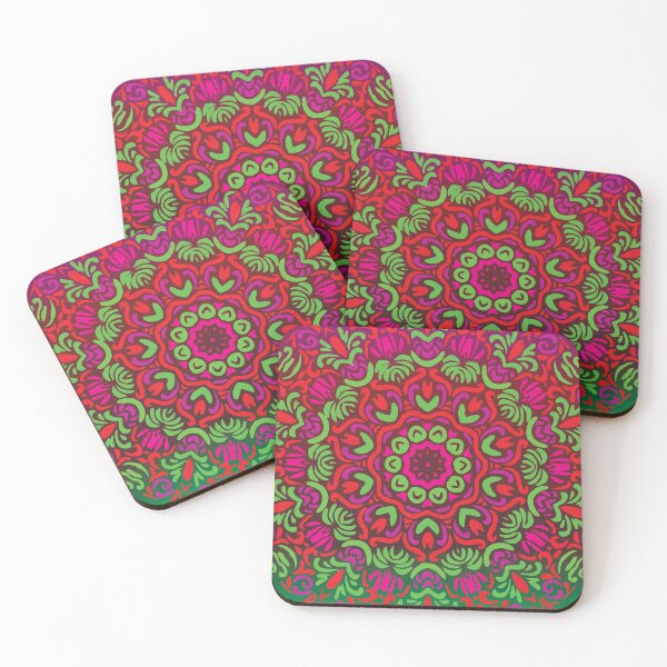 Item preview, Neon Red Floral Mandala designed and sold by Mia Harper Design.