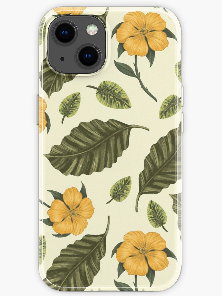 Funda de iPhone «Patrón botánico vintage de flores amarillas y hojas  verdes» de Kanae19 | Redbubble