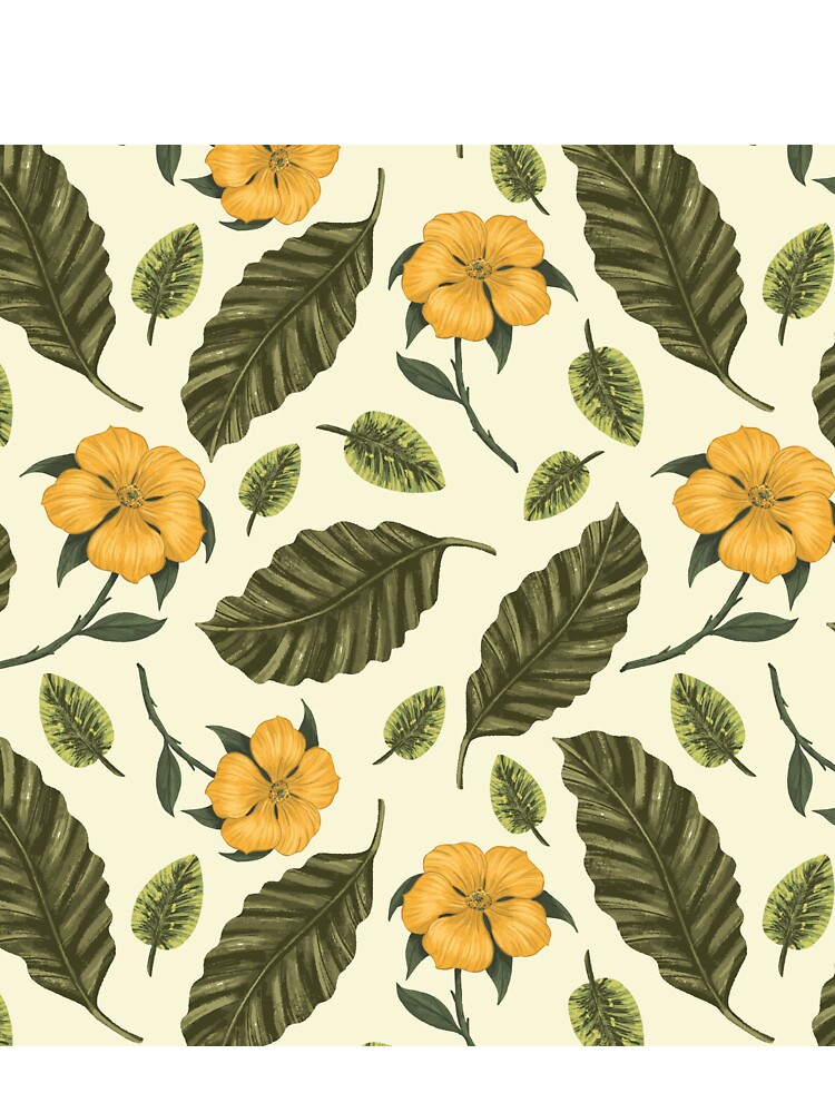 Camiseta para niños «Patrón botánico vintage de flores amarillas y hojas  verdes» de Kanae19 | Redbubble