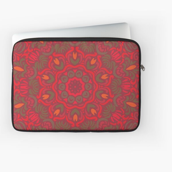 Orange Dream Floral Mandala Laptop Sleeve