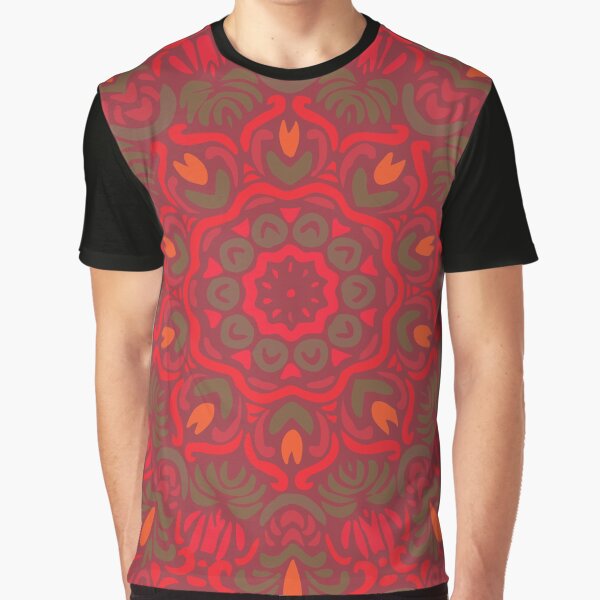 Orange Dream Floral Mandala Graphic T-Shirt