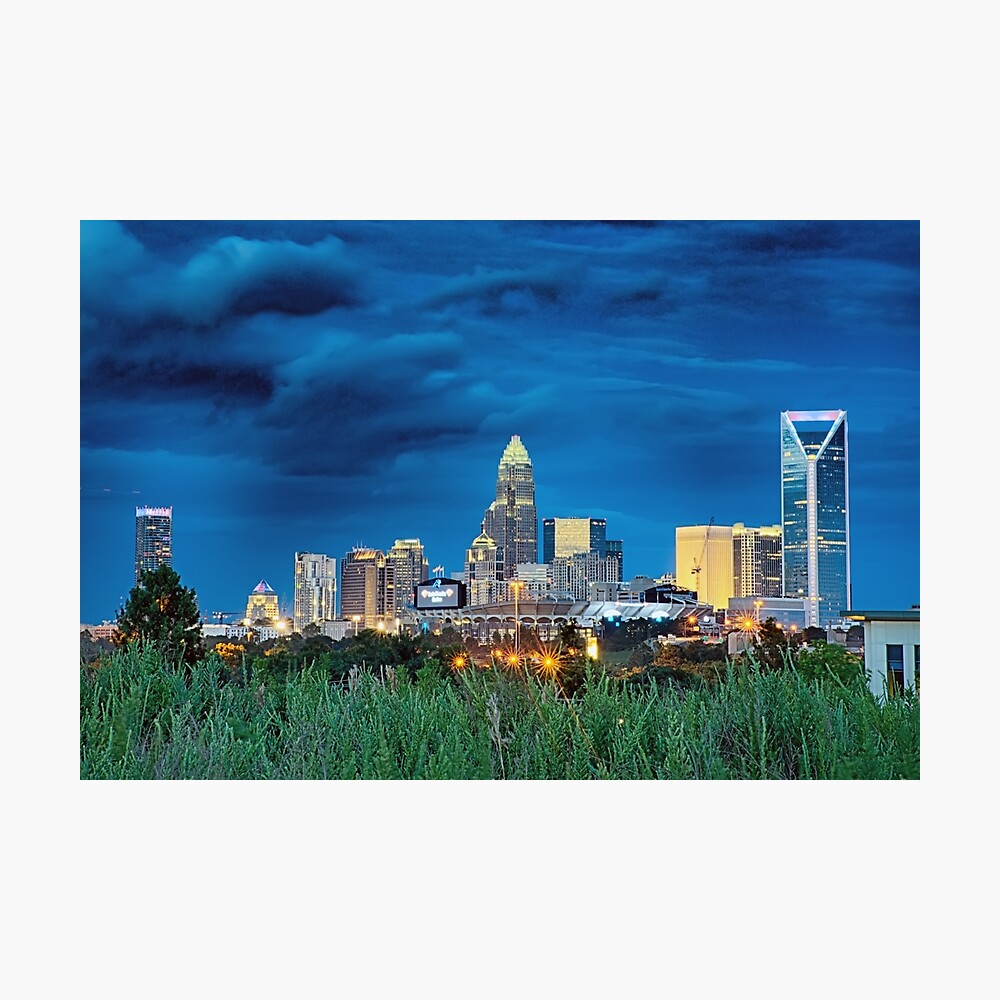 Skyline of uptown Charlotte North Carolina at night. by Alex Grichenko