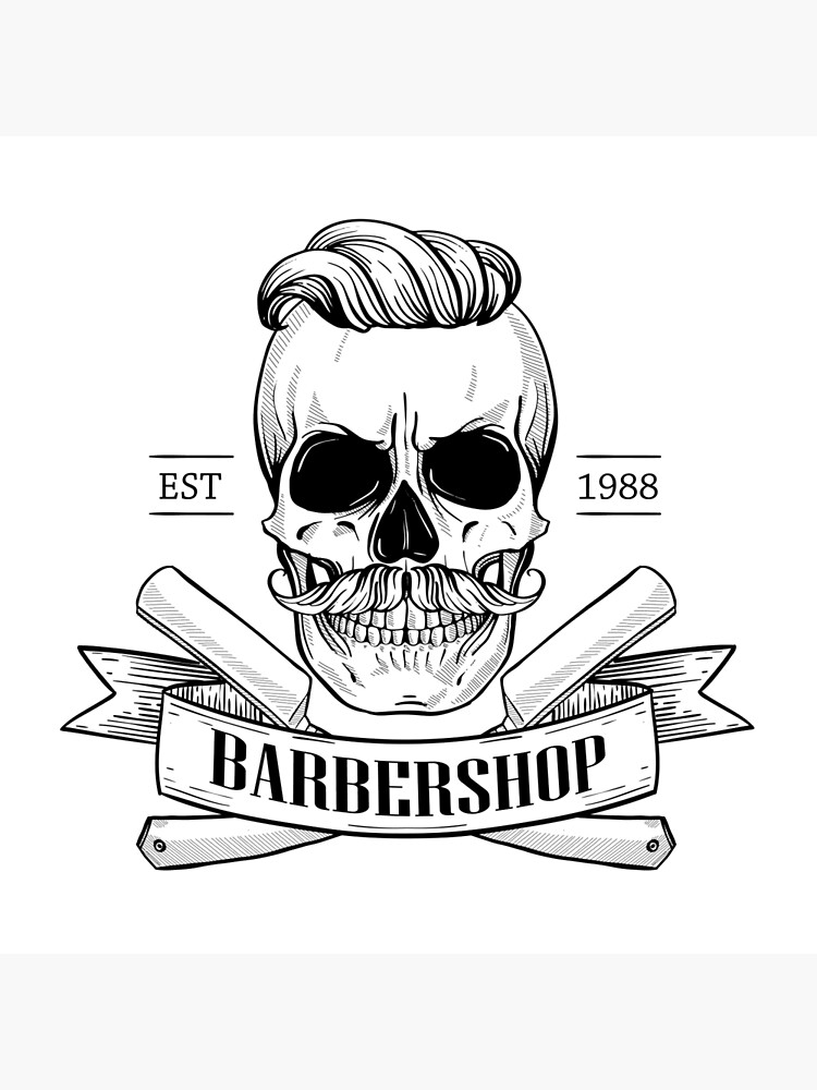 Barbershop Scissor Life Hairdresser Skull Barber' Sticker