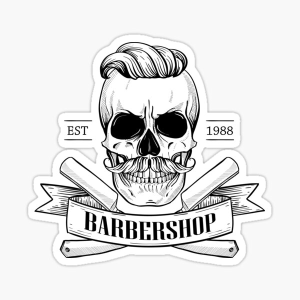 Rock n Roll Rockabilly Skull Barber Scissors' Sticker