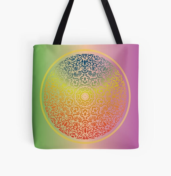 Rainbow Flower Mandala 2 All Over Print Tote Bag