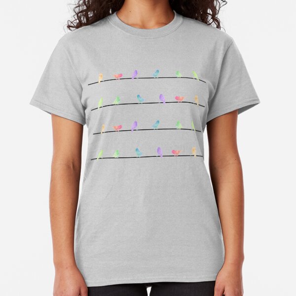 Watercolored birds on a wire Classic T-Shirt