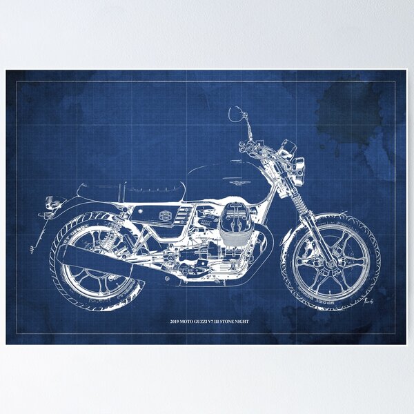 Item preview, 2019 Moto Guzzi V7 III Stone Night Blueprint designed and sold by drawspots.