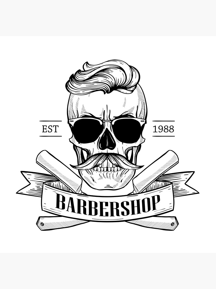 Skull, Scissors & Comb - Barber Graphic Sticker for Sale by