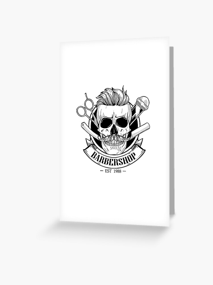 Vintage Barber Shop Skull Scissors Business Card