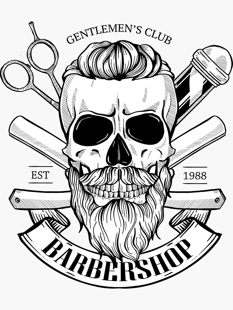 Barbershop Scissor Life Hairdresser Skull Barber' Sticker