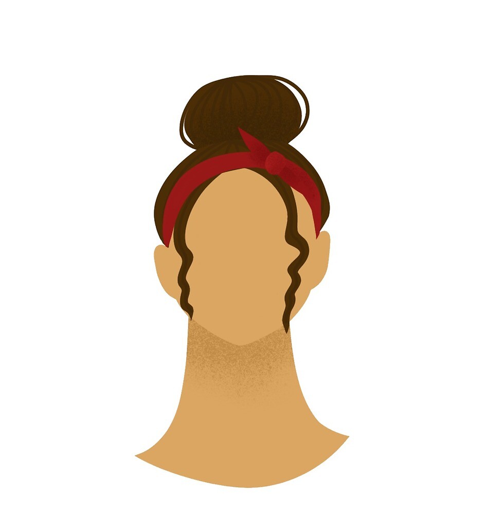 "messy bun and bandana girl outline" by claramchae Redbubble