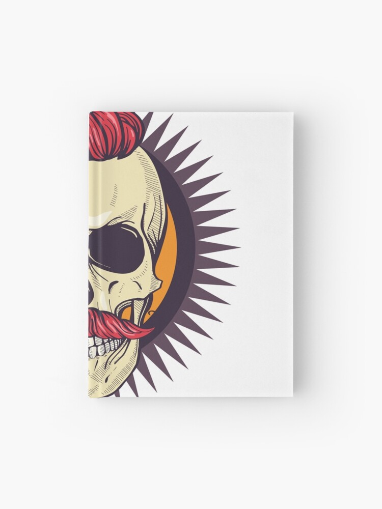 Cuaderno De Tapa Dura Color Enojado Calavera Con Peinado Bigotes