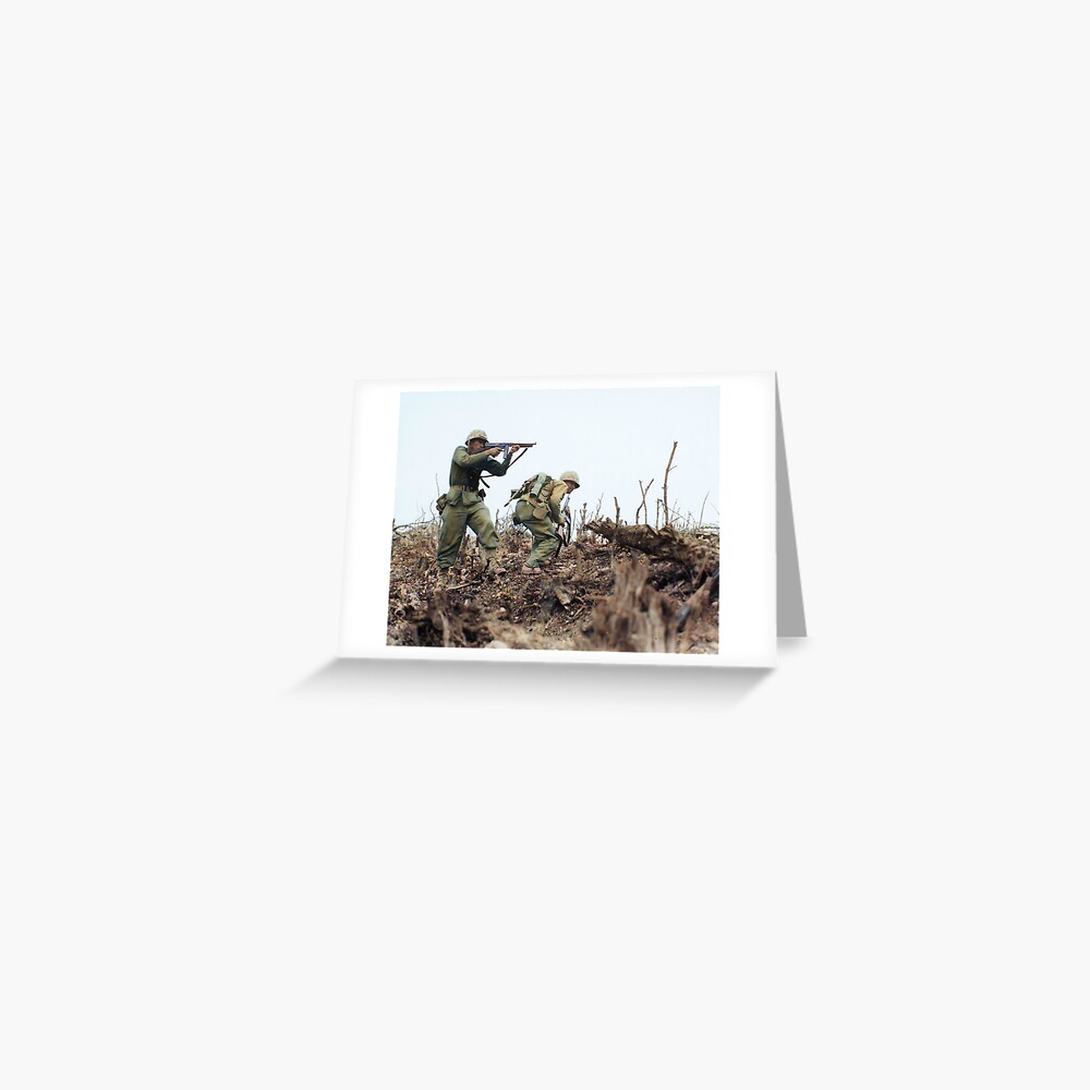 "Marine attack Wana Ridge on Okinawa" Greeting Card by rwhitecolor