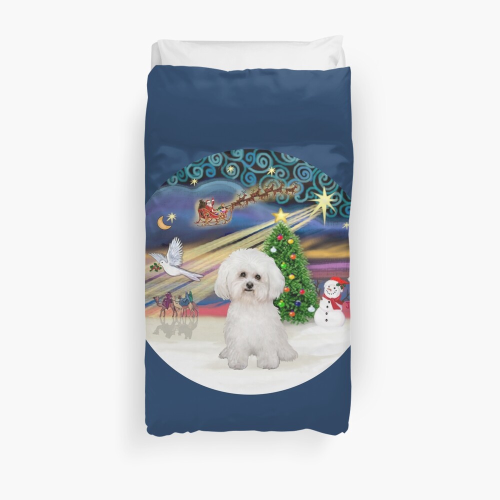 Christmas Magic with a Bichon Frise (#2) Duvet Cover