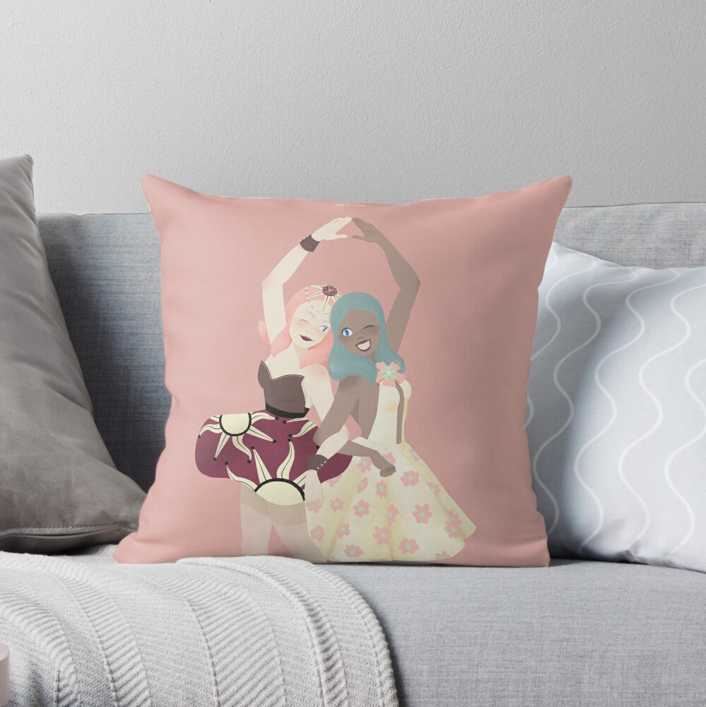 Touko And Rika Throw Pillow By Vellicor Redbubble