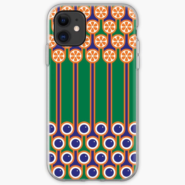 Scandi Midcentury Modern Retro Geometric Blueberries Oranges Stripey Pattern iPhone Soft Case