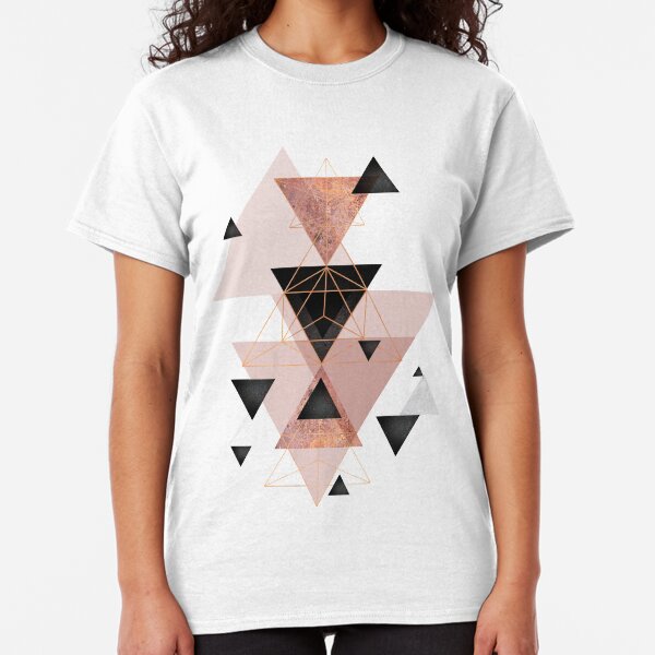 Geometric Triangles in blush and rose gold Classic T-Shirt