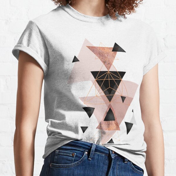 Geometric Triangles in blush and rose gold Classic T-Shirt