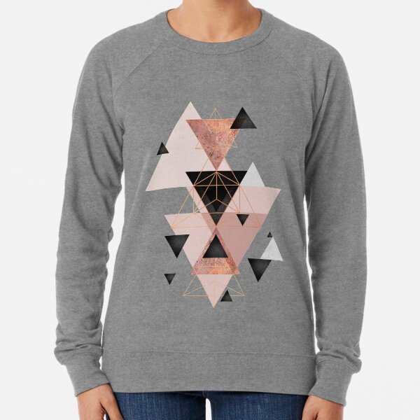Geometric Triangles in blush and rose gold Lightweight Sweatshirt