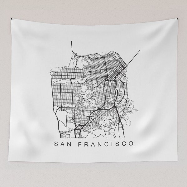 Item preview, San Francisco CA Minimalist City Street Map Dark Design designed and sold by Andrewkgolf.
