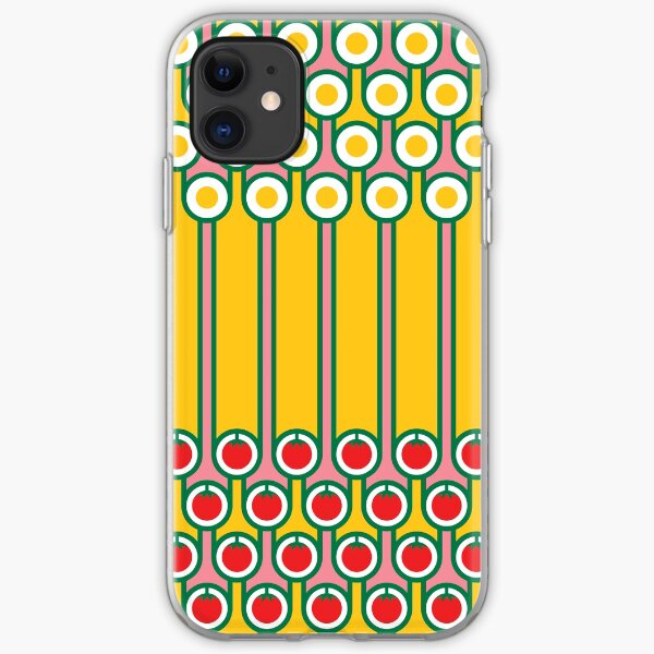 Scandi Midcentury Modern Retro Geometric Eggs Tomatoes Stripey Pattern iPhone Soft Case