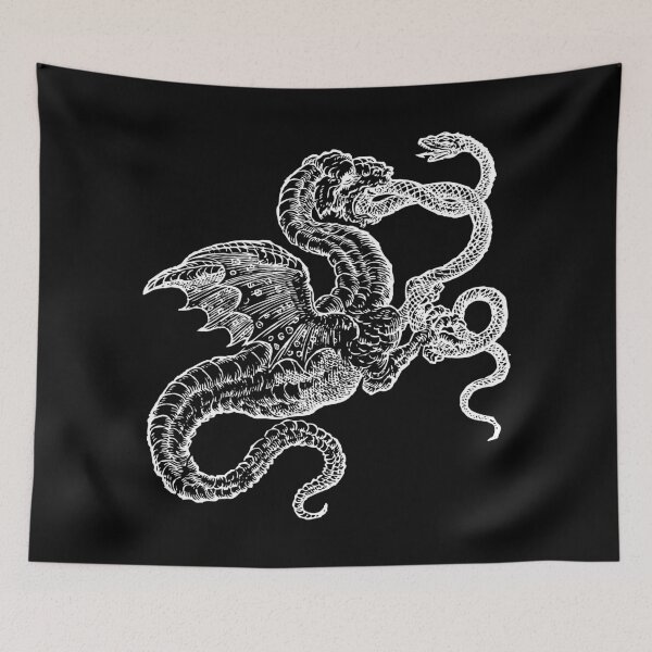 Item preview, Serpent Battle Drawing (Black) Old Antique Illustration designed and sold by freshlypeeled.