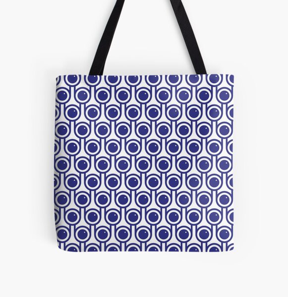 Scandi Midcentury Modern Retro Geometric Blueberries Pattern All Over Print Tote Bag