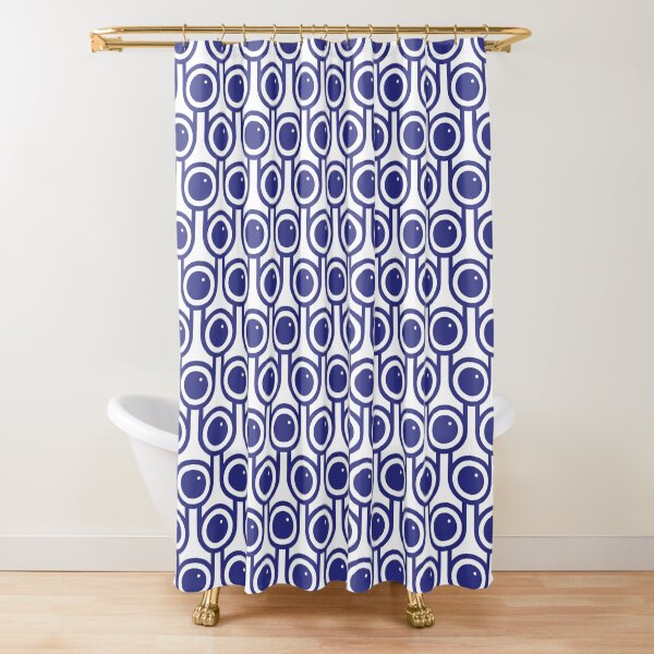 Scandi Midcentury Modern Retro Geometric Blueberries Pattern Shower Curtain