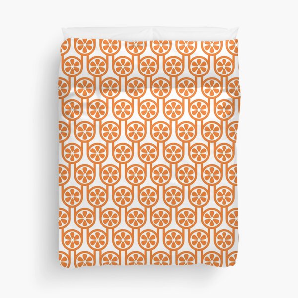 Scandi Midcentury Modern Retro Geometric Oranges Pattern Duvet Cover
