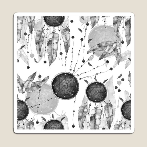 Item preview, Pattern with Dreamcatcher, mix stiles, black and white designed and sold by SASHA-MATBON.