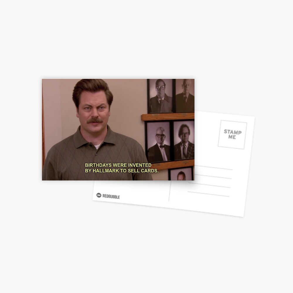 Ron Swanson Birthday Card Postcard By Crystalgreeen Redbubble 