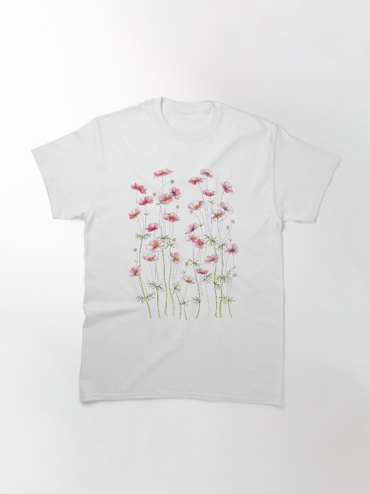 Vista alternativa de Camiseta clásica Flores rosadas del cosmos