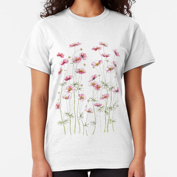 Pink Cosmos Flowers Classic T-Shirt