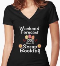 Funny Scrapbooking Tee 100 Percent Chance of Scrapbooking Women's Fitted V-Neck T-Shirt