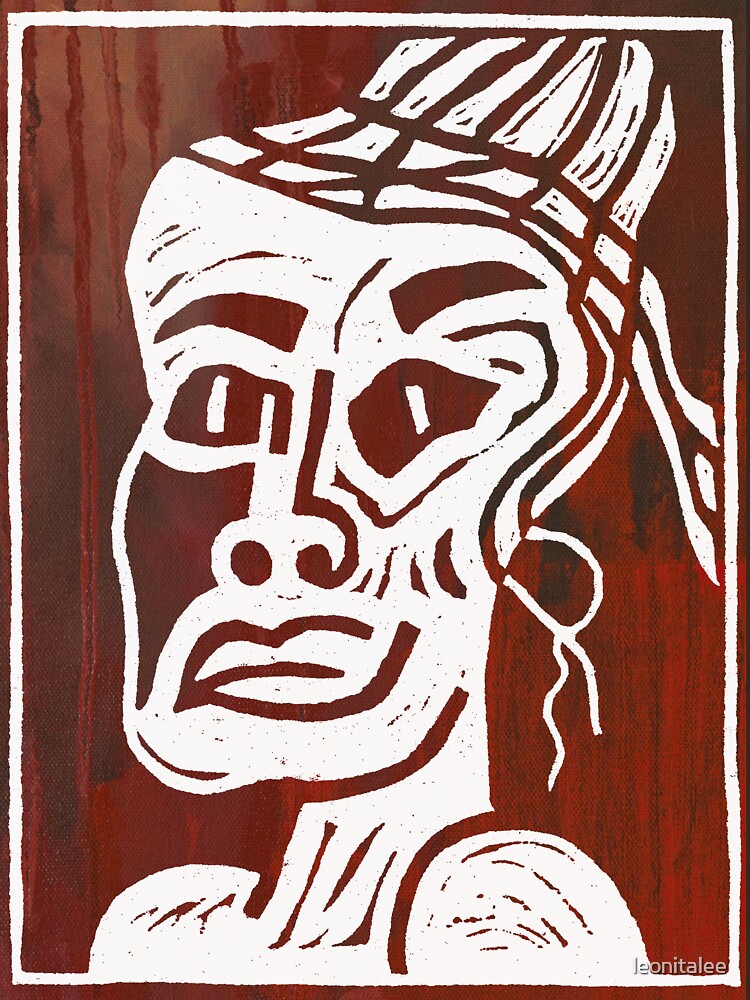 African Linocut Red by leonitalee