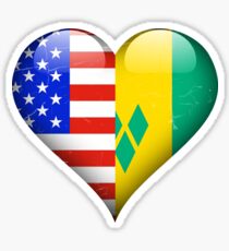 Saint Vincentian Flag Heart - American and St Vincent And The Grenadines Heart Flag for Saint Vincentian Sticker