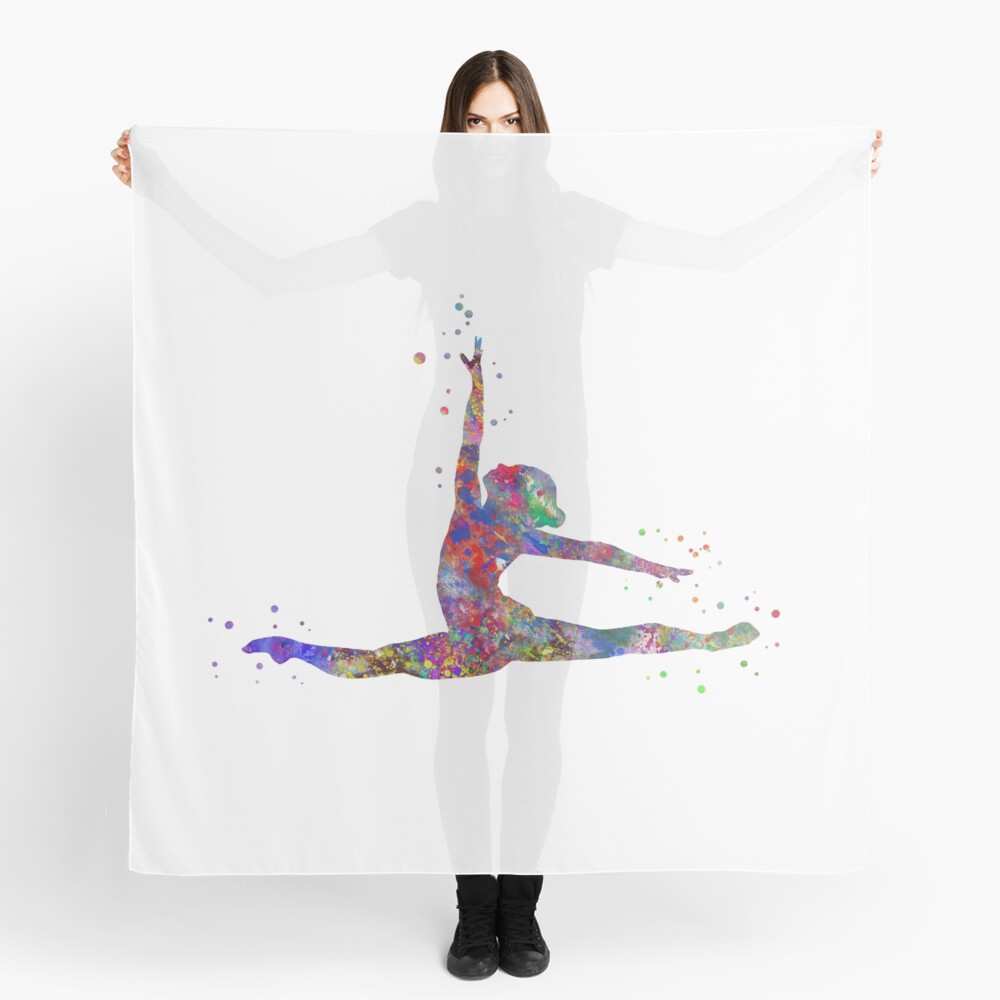 Gymnastics girl, watercolor gymnastics, teen gift Scarf