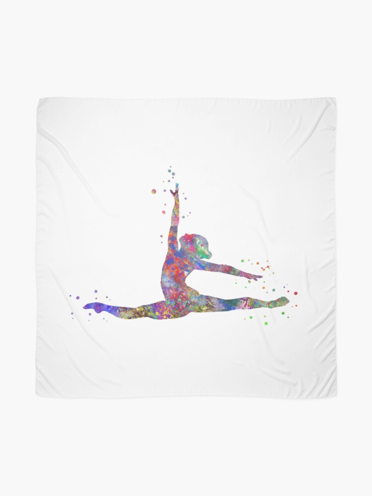 Alternate view of Gymnastics girl, watercolor gymnastics, teen gift Scarf