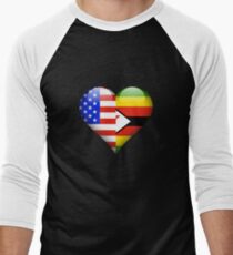 Zimbabwean Flag Heart - American and Zimbabwe Heart Flag for Zimbabwean Baseballshirt für Männer